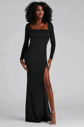 Viv Formal High Slit Glitter Dress