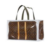 TITA ELVIE DUFFLE GROCERY BAG, BROWN CANVAS, LARGE