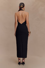 Mierah Halter Midi Dress With Hardware - Black