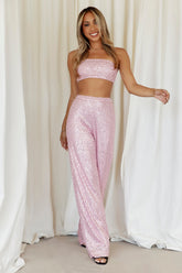 Shimmer Life Crop Light Pink Sequin