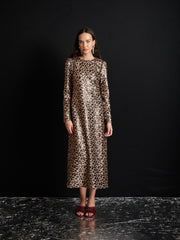 Yara Sequin Leopard Midi Dress