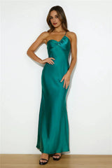 Silk Statement Satin Maxi Dress Teal