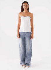 Rennie Linen Bustier Top - White