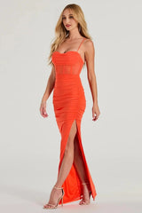 Rose Formal Mesh Corset Long Dress