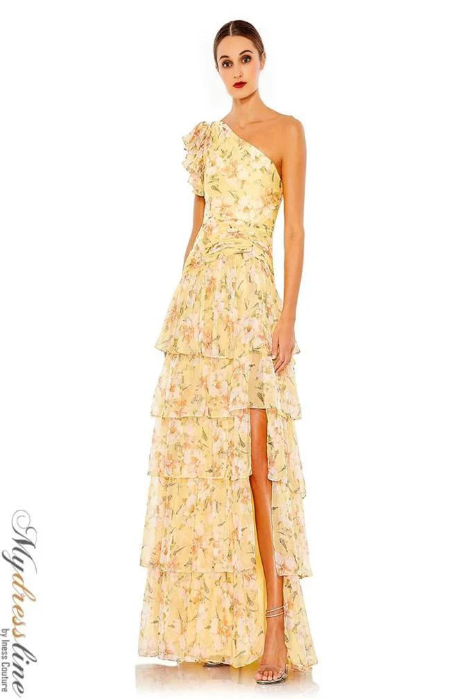Long Formal One Shoulder Print Gown