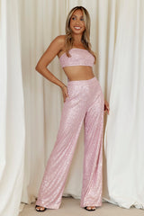 Shimmer Life Crop Light Pink Sequin