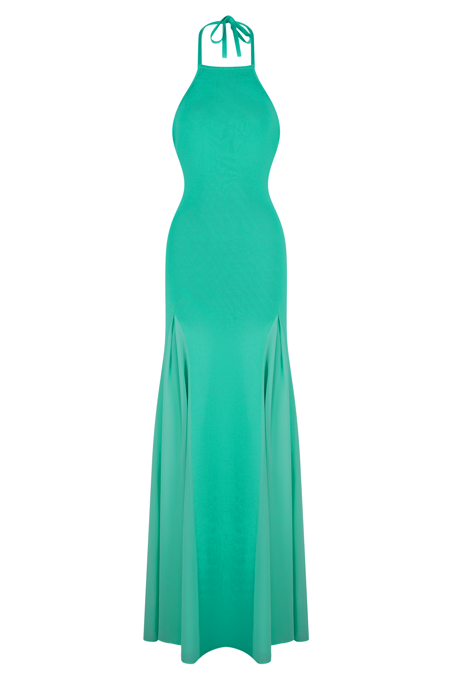 Soleil Knit And Mesh Halter Maxi Dress - Lagoon