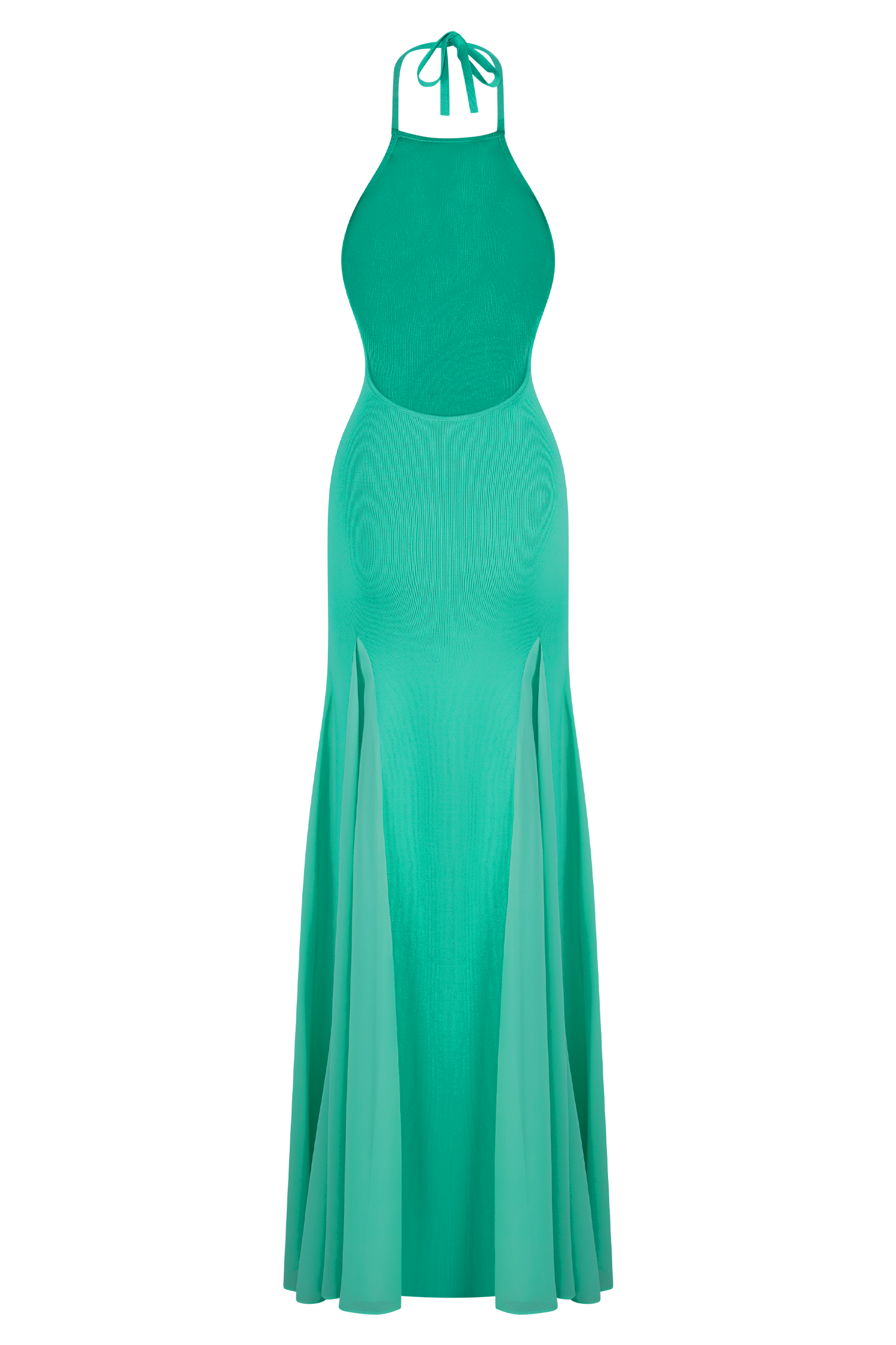 Soleil Knit And Mesh Halter Maxi Dress - Lagoon