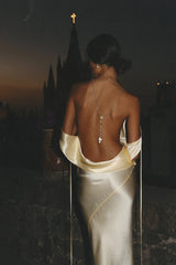Slim Fit Solid Color Backless Lace-up Maxi Dress